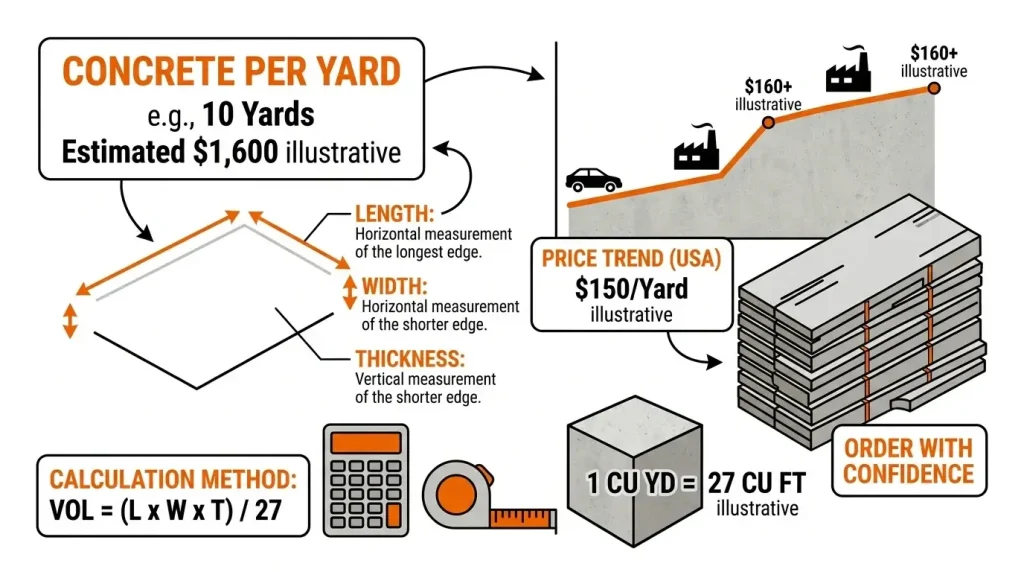 A infographic image on Concrete Per yard
