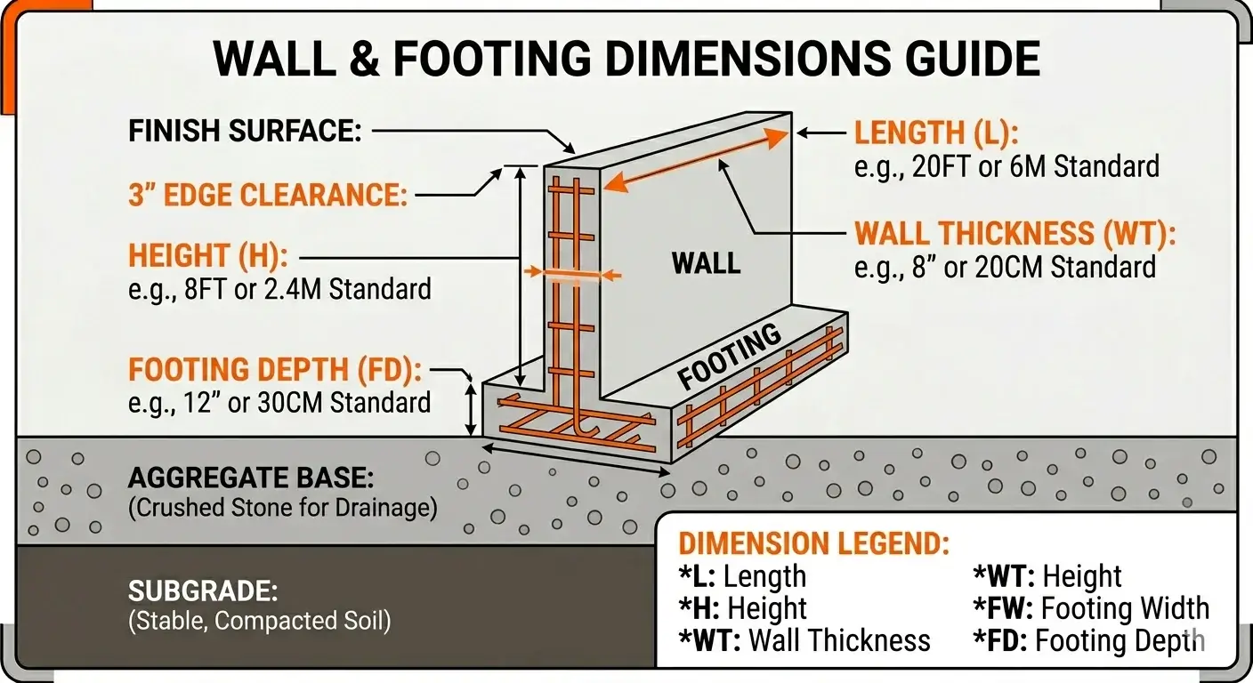 Wall dimensions diagram